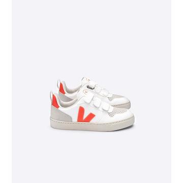 Kids' Veja V-10 CWL Sneakers White/Orange | ZA 858DFM